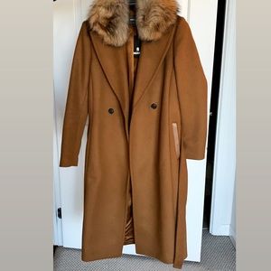Mackage camel Wool overcoat real fur